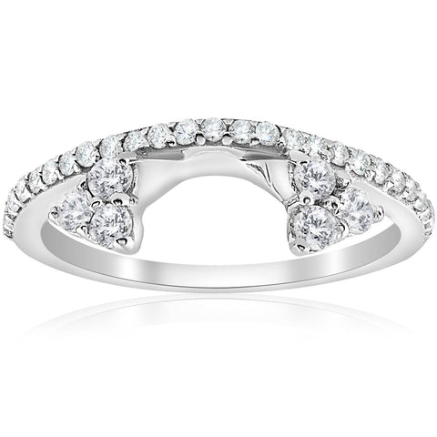 1/2ct Diamond Engagement Guard Wedding Enhancer Ring 14K White Gold
