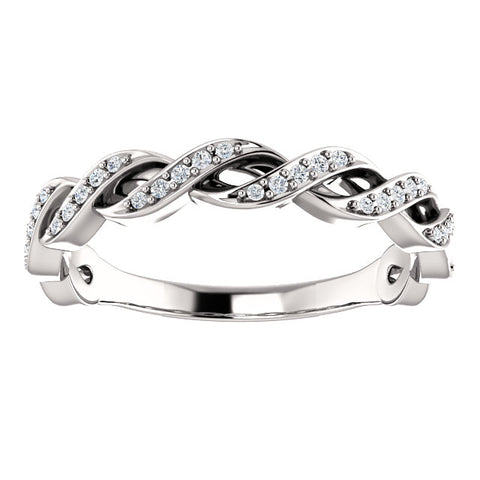 1/8ct Diamond Infinity Wedding Ring Womens Stackable Wedding Band 14k Gold White