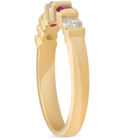 1/2ct Ruby & Diamond Wedding Anniversary 14K Yellow Gold Ring
