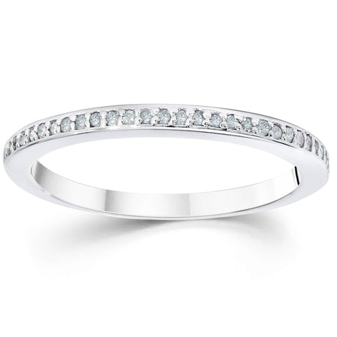 1/10ct Pave Diamond Wedding Ring 14K White Gold