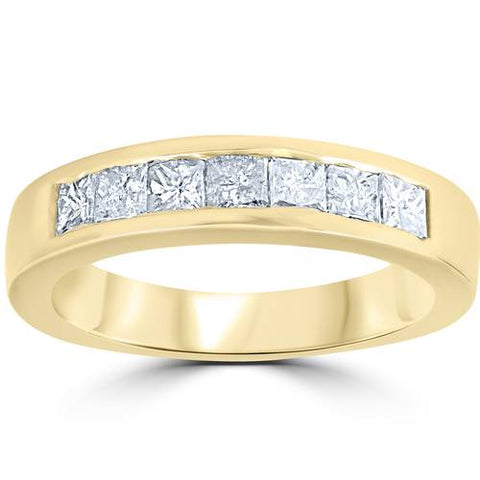 1ct Princess Cut Diamond Wedding Anniversary Ring 14k Yellow Gold