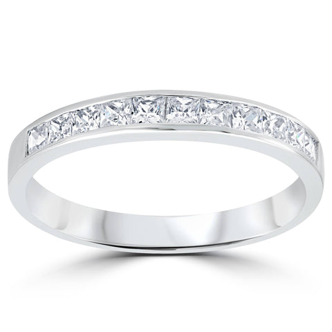 3/8ct Princess Cut Diamond Wedding Anniversary Ring 14K White Gold