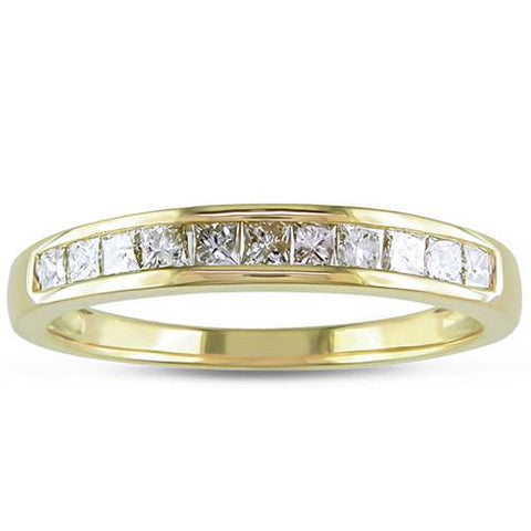3/8ct Princess Cut Diamond Wedding Ring 14K Yellow Gold