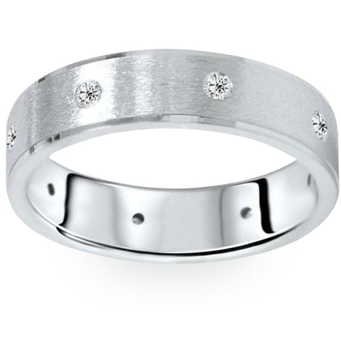 Mens 1/3ct Diamond Comfort Fit Wedding White Gold Ring