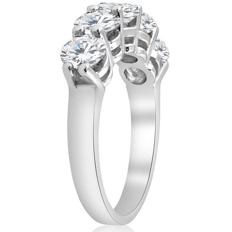 3 CT Round Diamond Five Stone Wedding Anniversary Engagement Ring 14K White Gold