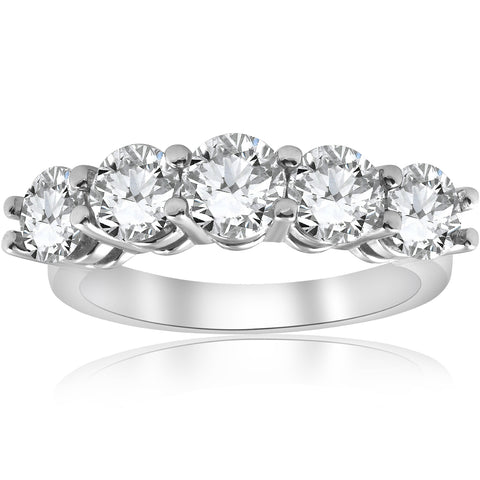 3 CT Round Diamond Five Stone Wedding Anniversary Engagement Ring 14K White Gold
