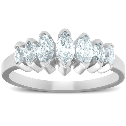 14K White Gold 3/4ct Marquise Diamond Anniversary Ring