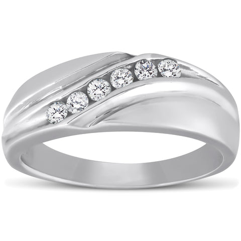 Platinum Diamond 1/4 Ct High Polished Mens Ring Wedding Band