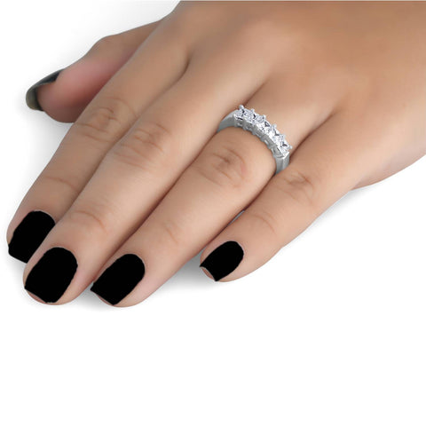 1ct Princess Cut Natural Diamond Wedding Anniversary Ring