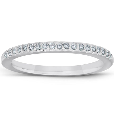 Diamond Wedding Ring band 0.25 Carat Round Cut 14k White Gold French pave
