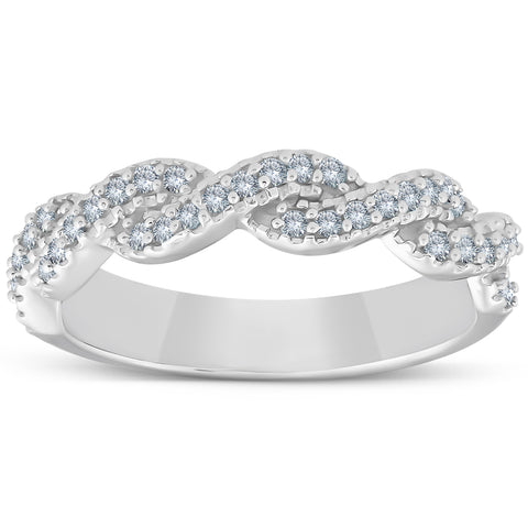 1/4ct Pave Diamond Infinity Vintage Wedding Anniversary Ring 14K White Gold