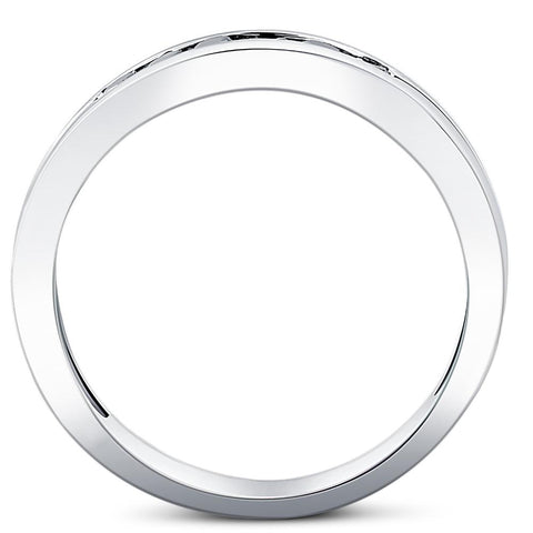 Mens 1/4 CT Treated Black Diamond Wedding Band Ring Solid 14K White Gold