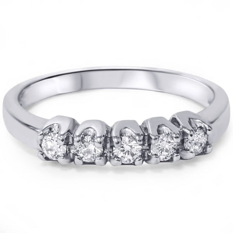 1/4ct Diamond Wedding White Gold Five Stone Women's Anniversary Ring