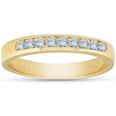 14k Yellow Gold 1/4 Ct Round Diamond Wedding Stackable Women's Ring