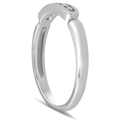 10k White Gold 1/10ct Diamond Anniversary Wedding Promise Ring High Polished
