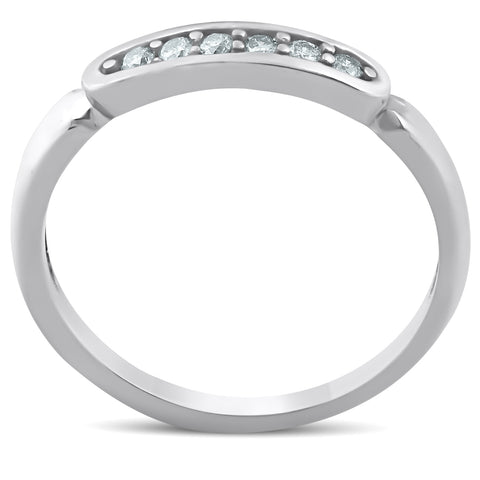 10k White Gold 1/10ct Diamond Anniversary Wedding Promise Ring High Polished