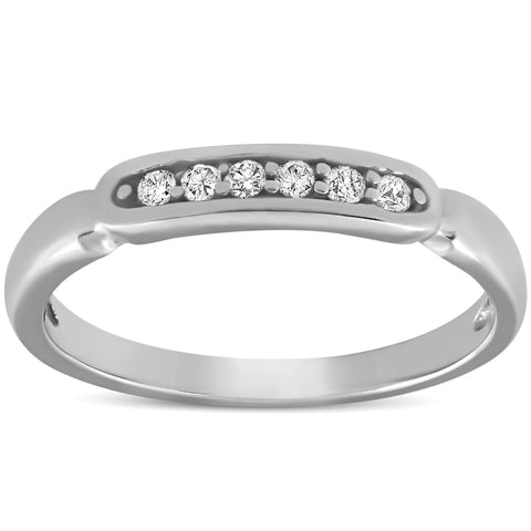 10k White Gold 1/10ct Diamond Anniversary Wedding Promise Ring High Polished