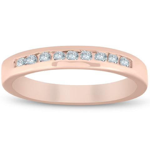 1/4Ct TW Channel Set Round-Cut Diamond Wedding Ring 14K Rose Gold