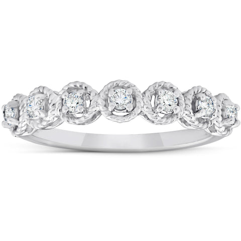 1/4 CT Diamond 7-Stone Wedding Ring 14k White Gold Womens Anniversary Band