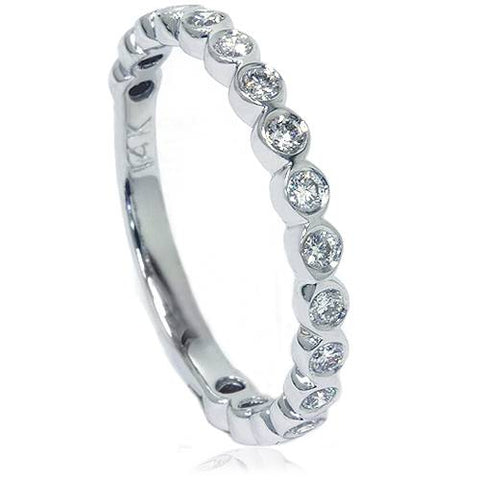 1/2ct Stackable Bezel Diamond Wedding Ring 14K White Gold Anniversary Band