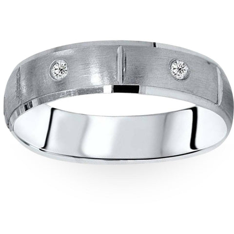 Mens Comfort Fit Bezel Diamond Wedding Band Ring Solid 14K White Gold