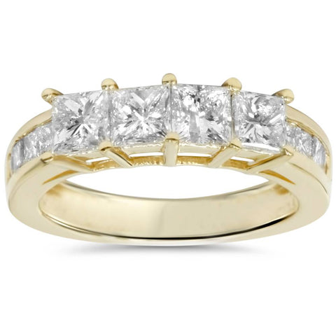 1 1/4ct Princess Cut Diamond Ring 14K Yellow Gold