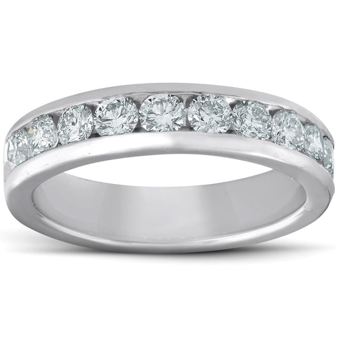 G/SI 950 Platinum 1ct Channel Set Diamond Wedding Ring Womens Anniversary Band