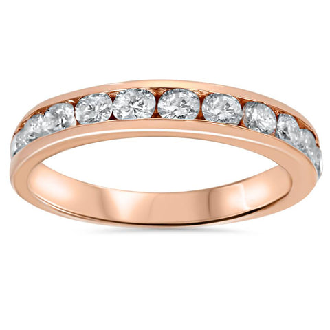 3/4ct 10K Rose Gold Channel Set Natural Diamond Wedding Anniversary Ring