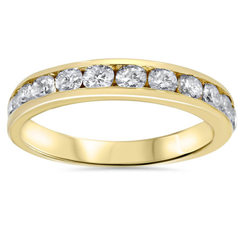 1ct TW Diamond Wedding Channel Set Anniversary Ring 14K Yellow Gold Ring Band