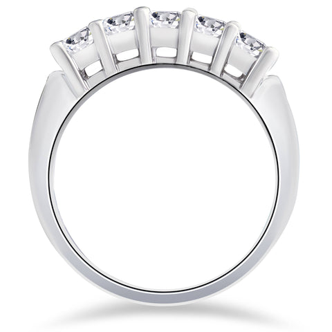 1ct Princess Cut Diamond Wedding Anniversary Ring 14k White Gold Five Stone
