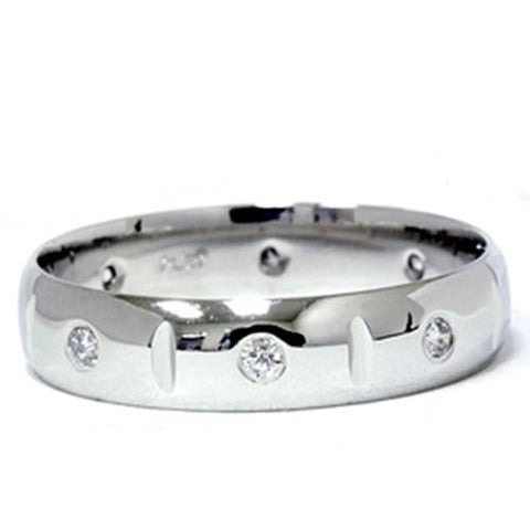 Mens 950 Platinum Diamond Polished Wedding Ring Band