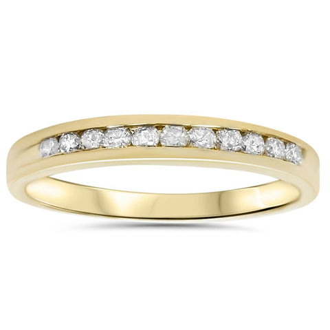 1/4ct Ladies Ring Natural Diamond Channel Set Wedding Band Pure 14K Yellow Gold
