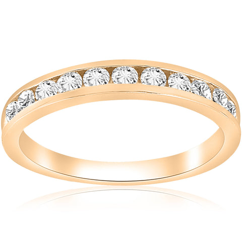 1/2cttw Diamond Channel Set Wedding Ring 10k Yellow Gold Womens Stackable Band