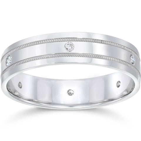 Mens 14K Diamond Comfort Fit Wedding Ring Band New