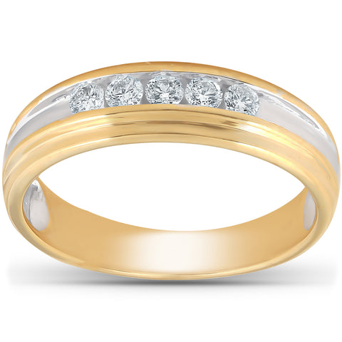 1/4 Ct Diamond Mens Wedding Ring 10k Yellow Gold