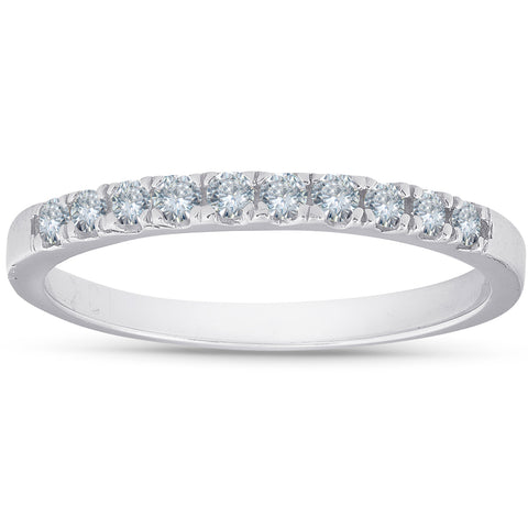 1/4 Ct Diamond Wedding Ring 10K White Gold Womens Stackable Anniversary Band