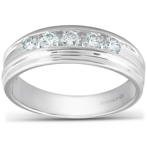 1/2 Ct Diamond Mens Wedding Ring 10k White Gold