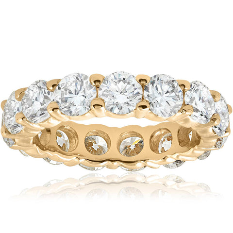 Huge 5.00Ct Round Cut Natural Diamond Eternity Ring Wedding Band 14k Yellow Gold