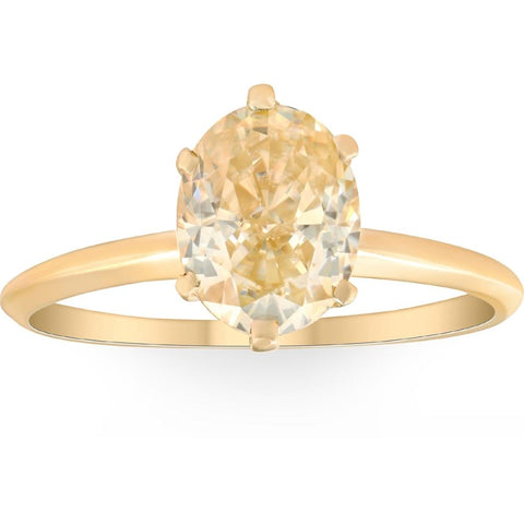 2Ct Fancy Yellow Oval Solitaire Moissanite Engagement Ring 14k Yellow Gold
